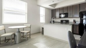 Fridge, dining tables