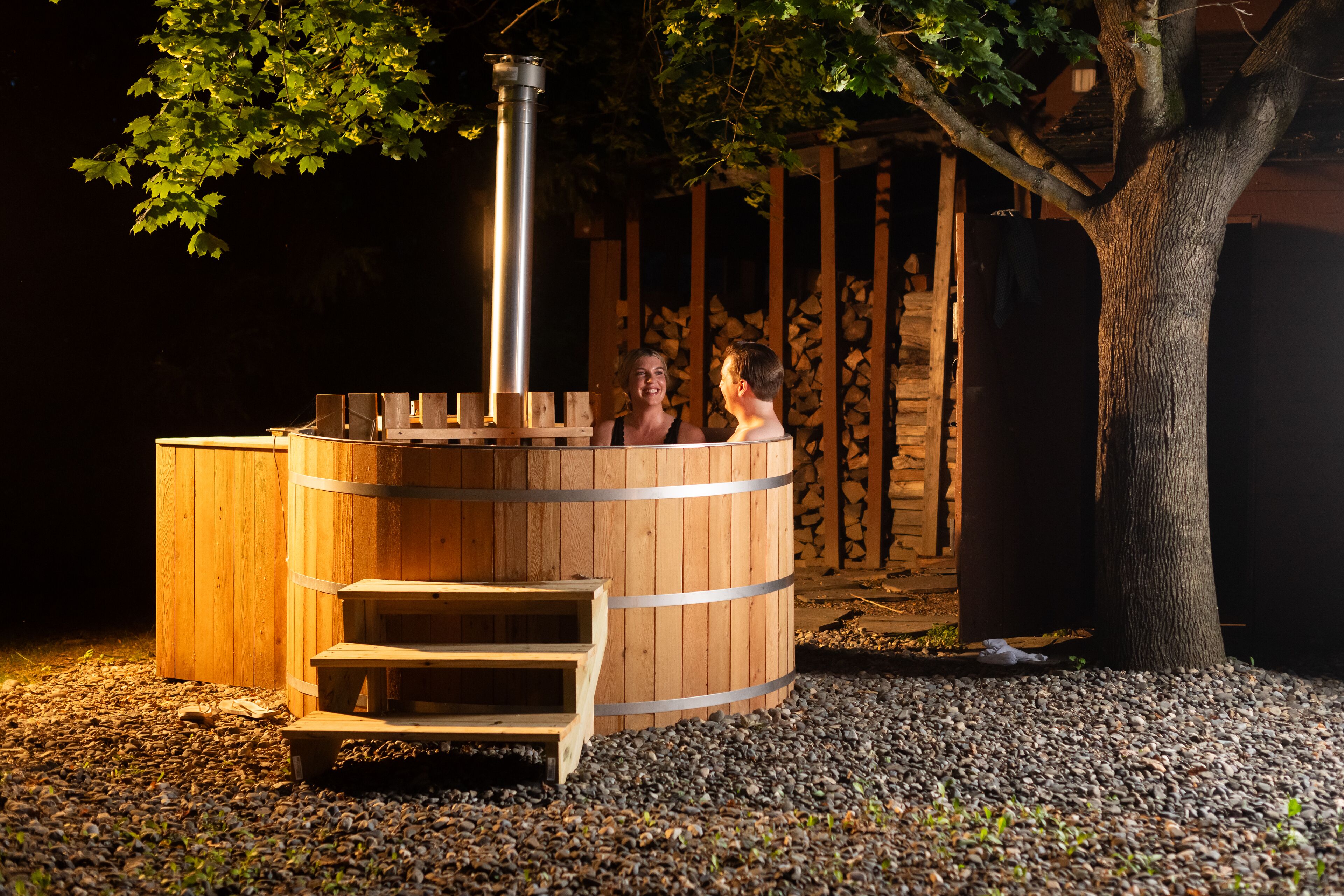 Unwind in the Natural Cedar Wood Hot Tub