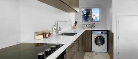 Fridge, oven, stovetop, dishwasher