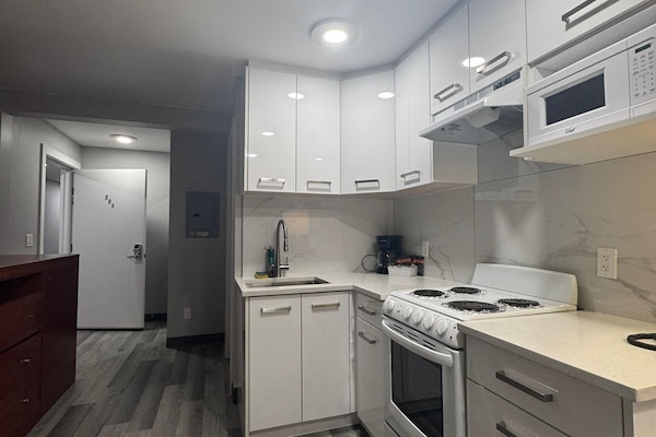 2 Queen Bed with Kitchen, Mountain View Air Conditioner | Privékeuken | Een koelkast/vriezer, een magnetron, een oven, een kookplaat