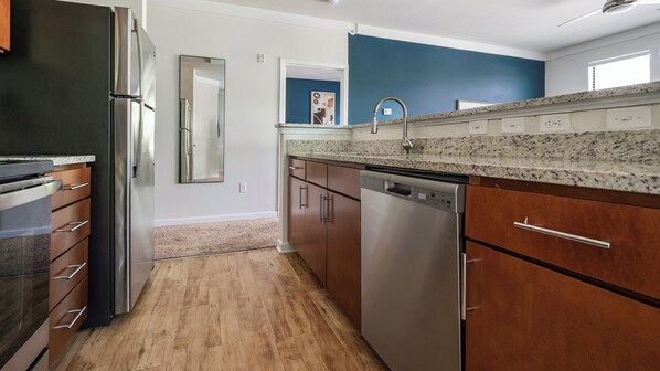 Apartment, 2 Bedrooms | Private kitchen | Microwave, oven, stovetop, dishwasher