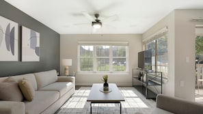 Apartment, 3 Bedrooms | Living area | 50-inch Smart TV with digital channels