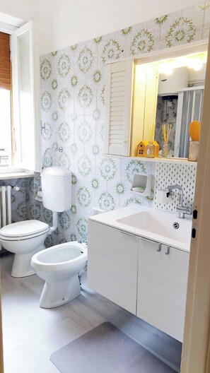 Dutxa, assecador de cabells, bidet i tovalloles 