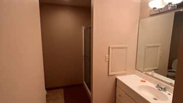 Shower, towels, toilet paper