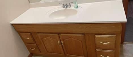Shower, towels, toilet paper