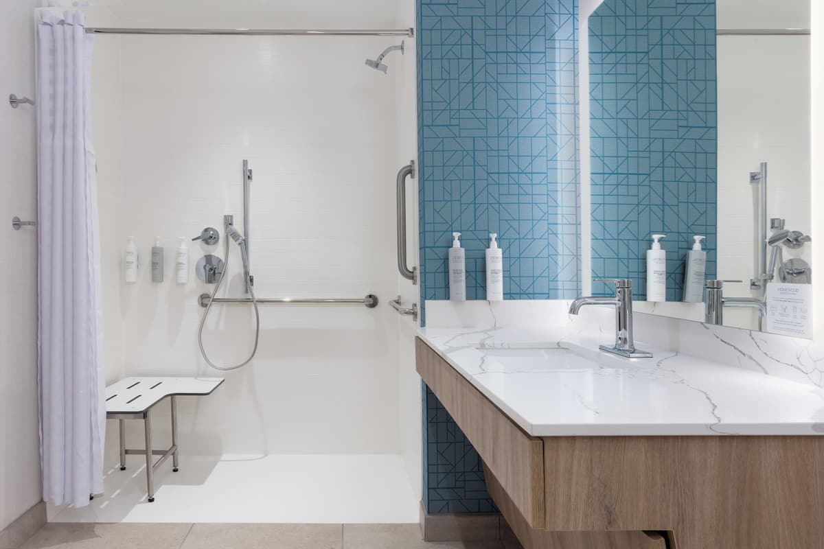 Room, Multiple Beds, Accessible (Roll-In Shower) | Bathroom