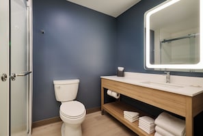 Ensemble douche/baignoire, articles de toilette gratuits, sèche-cheveux
