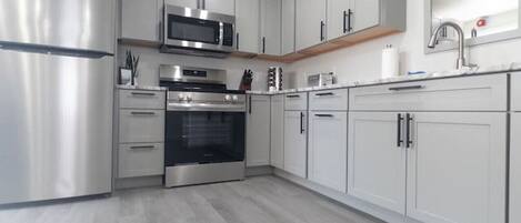 Kühlschrank, Mikrowelle, Ofen, Herdplatte