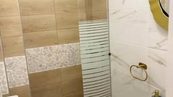 Hair dryer, towels, toilet paper