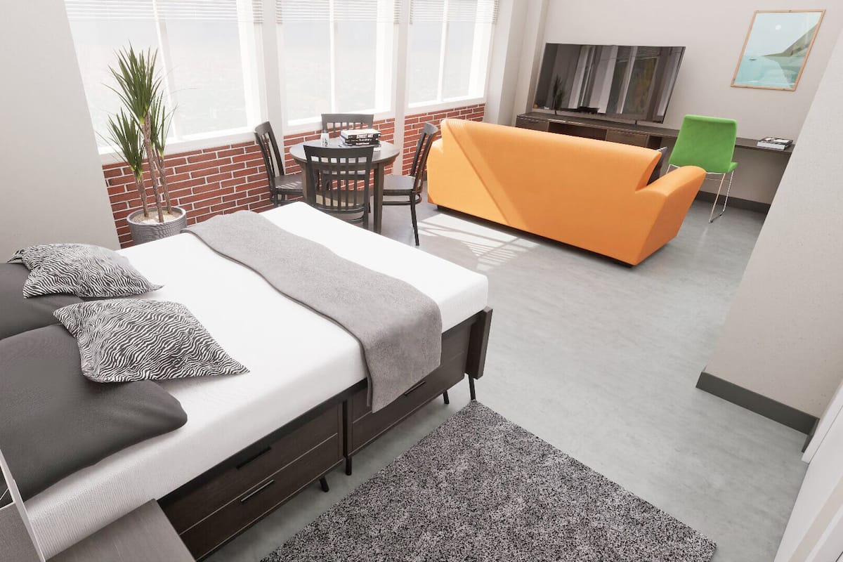 Laptop workspace, free WiFi, bed sheets