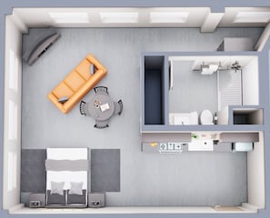 Deluxe Studio (Corner Studio) | Floor plan - The Lostro (Athens)