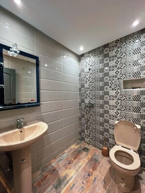 Sèche-cheveux, bidet, serviettes fournies, papier toilette