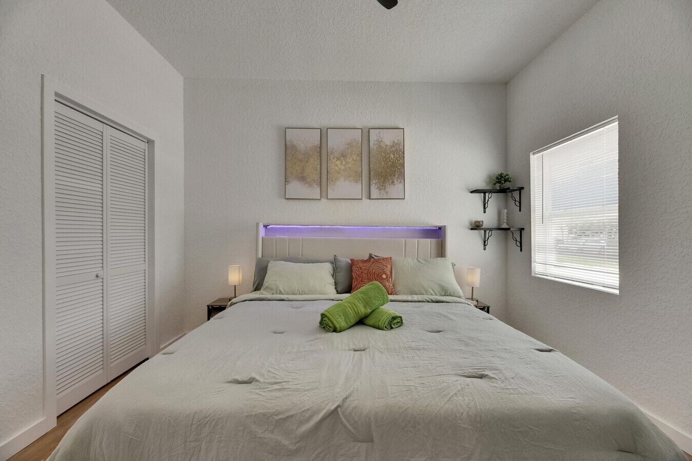 1 bedroom, desk, iron/ironing board, travel crib