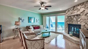 TV, fireplace, DVD player