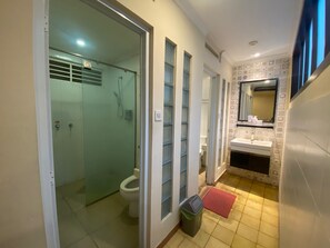 Ducha, secador de pelo, bidet, toallas