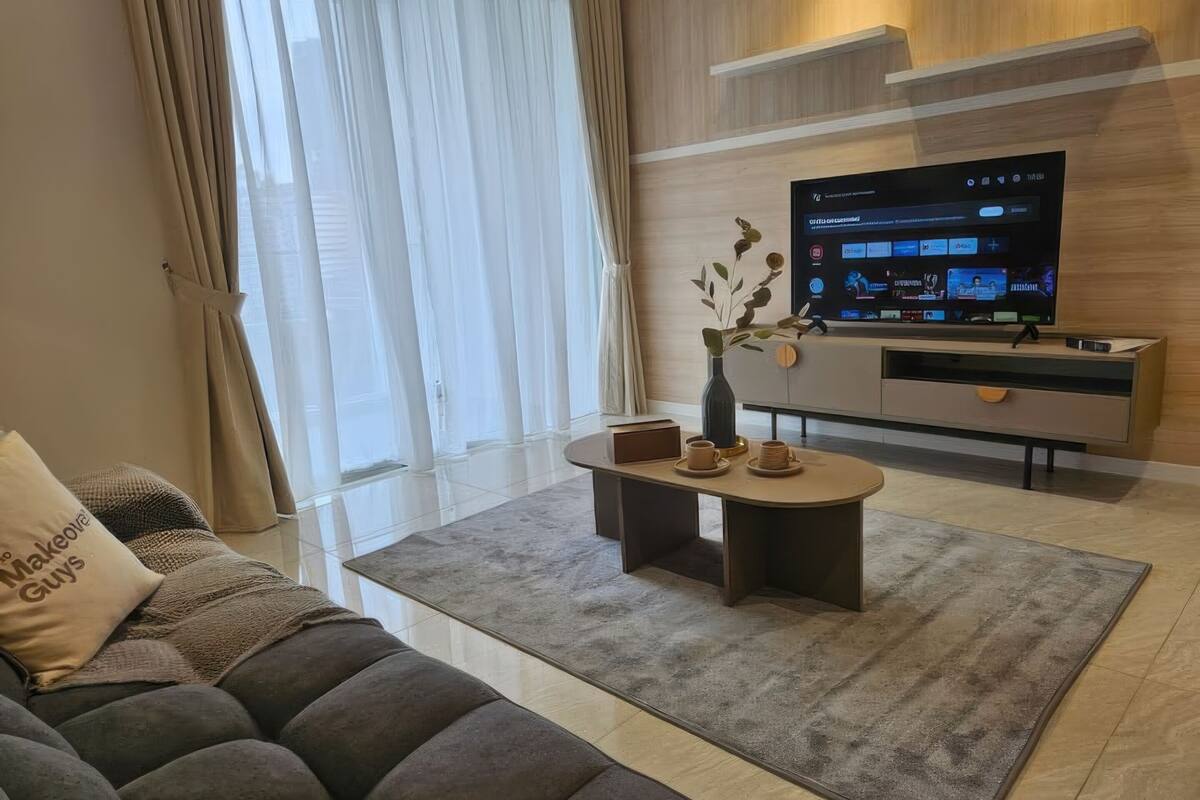 Superior-huoneisto, 2 makuuhuonetta, parveke, kaupunkinäköala | Oleskelualue