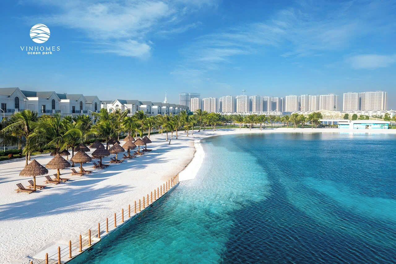 On the beach, white sand, beach cabanas, sun-loungers