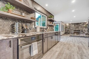 Fridge, microwave, oven, stovetop - Oak Hills Estate! Luxe Forest Escape Near USAFA (Monument)