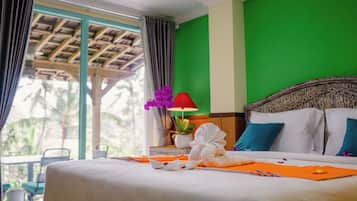 Basic-Zimmer, Gartenblick | Minibar, Bettwäsche