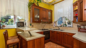 Fridge, microwave, oven, dishwasher
