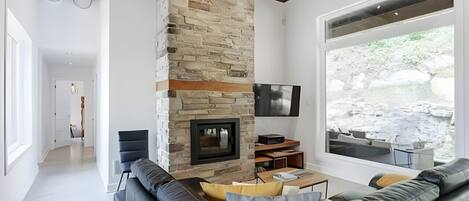 TV, fireplace, stereo