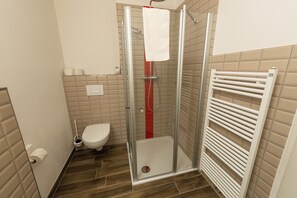 Ducha, secador de pelo, jabón y champú