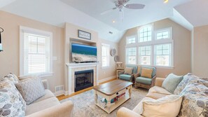 Smart TV, fireplace, books - 3BR Oasis – Ocean Side, Sunset Views, Rooftop Deck (Ocean City)