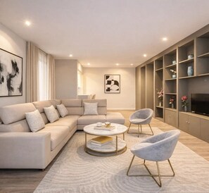Deluxe Apartment, Courtyard View | Living area | 107-cm Smart TV with digital channels - 5492 Bac (Paris)
