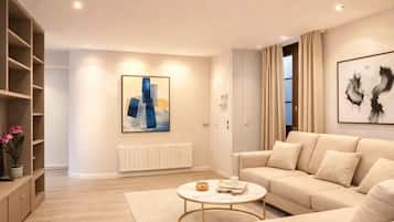 Deluxe Apartment, Courtyard View | Living area | 107-cm Smart TV with digital channels