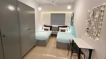 Premium bedding, memory foam beds, desk, free WiFi