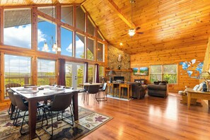 TV, fireplace, offices