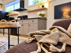 Comfy sectional couch for slow mornings.