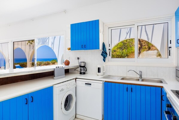 Fridge, microwave, oven, dishwasher