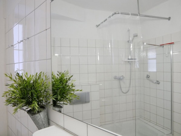 Dusche, Haartrockner, Handtücher