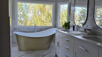 Shower, towels, toilet paper