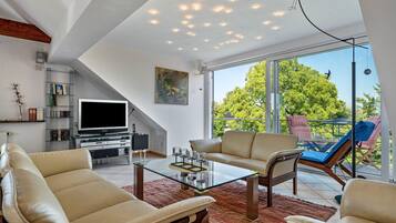 TV, fireplace, DVD player, stereo