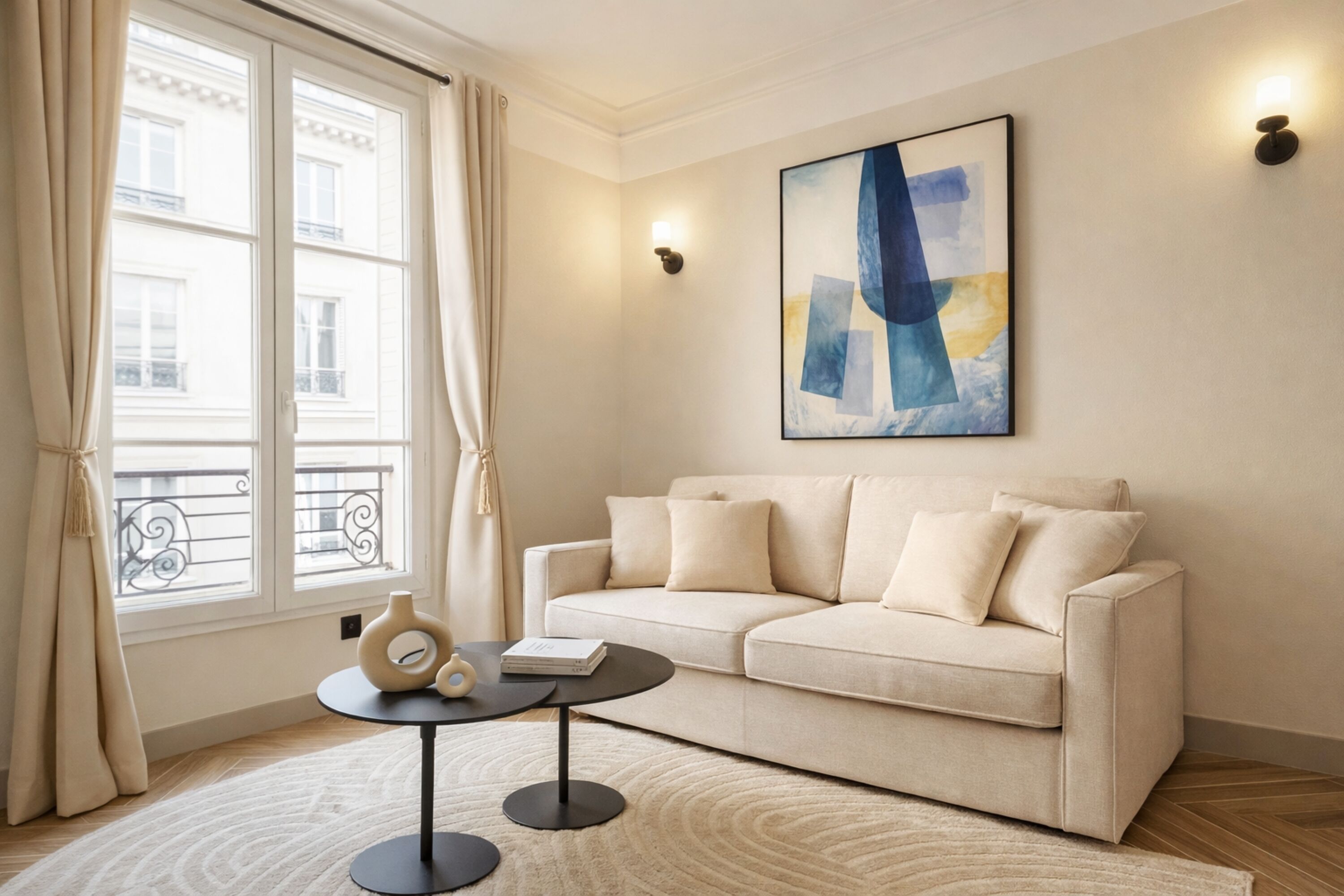 Deluxe Apartment, City View | Living area