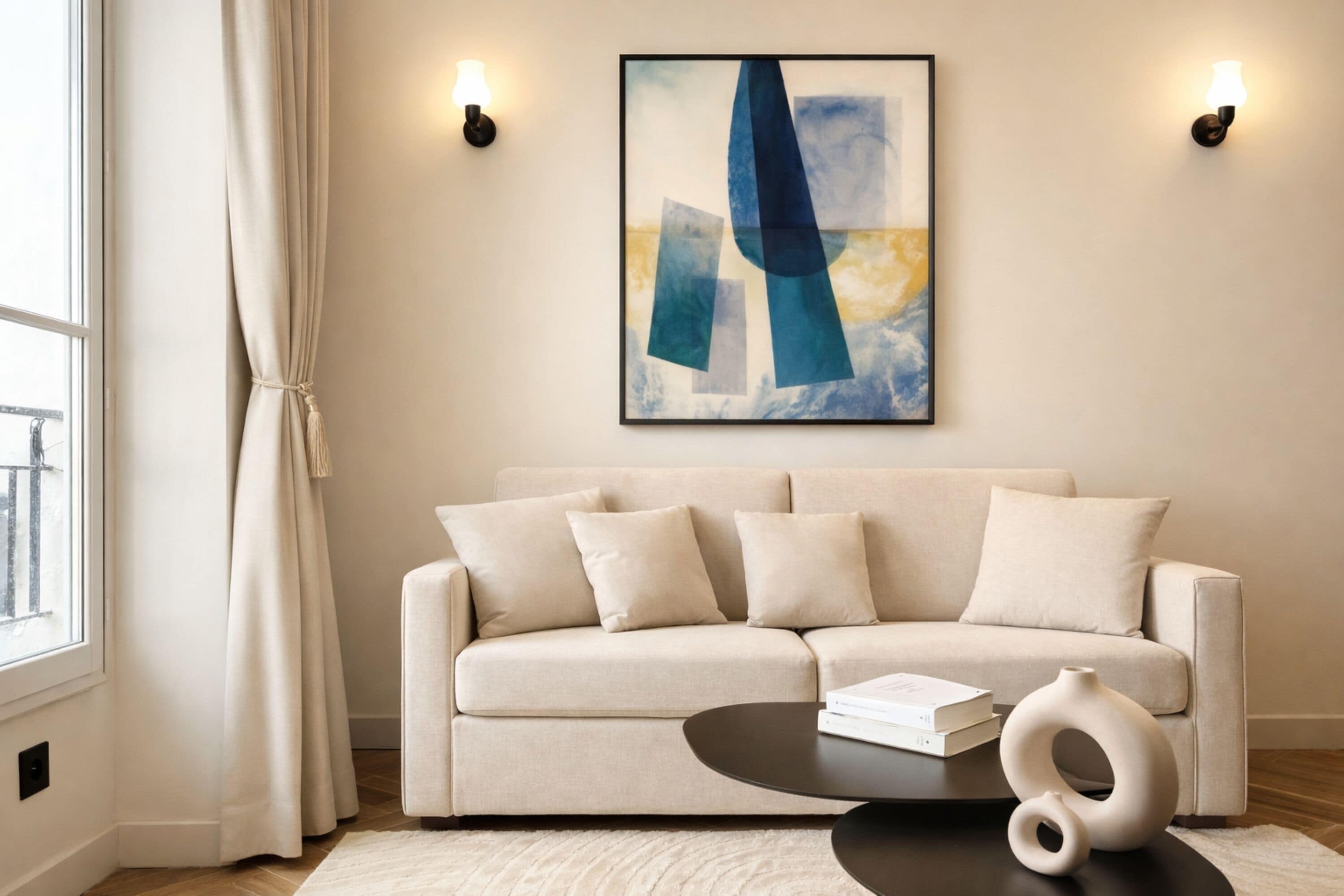 Deluxe Apartment, City View | Living area