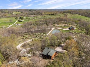 Aerial view - Romantic Log Cabin • Hot Tub • Fireplace • View (Logan)
