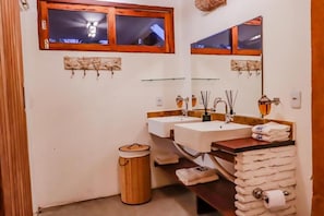 Deluxe Quadruple Room, Balcony, Pool View | Bathroom | Shower, hair dryer, towels, soap