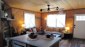 TV, fireplace