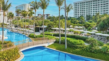 Outdoor pool, open 8:00 AM to 8:00 PM, pool umbrellas, sun loungers