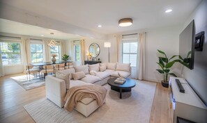 TV, fireplace - Luxury Atlanta Home Near East Lake Golf & Beltline, Sleeps 10 + Pet-Friendly! (Atlanta)