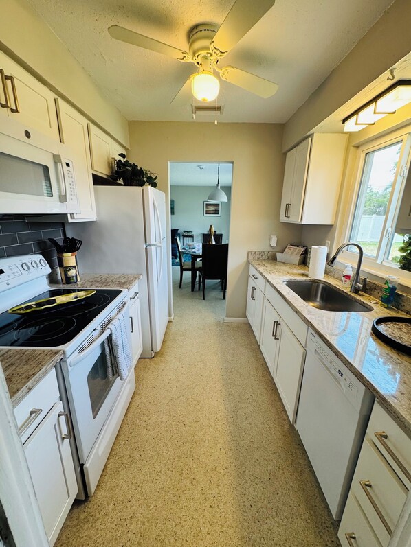 Microwave, oven, stovetop, dishwasher