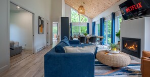 Smart TV, chimenea, videojuegos y libros