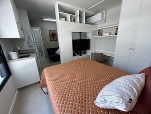 Acesso à internet, roupa de cama