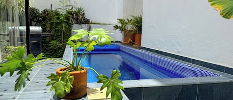 Appartamento Gallery, piscina privata, vista giardino | Vista dalla camera