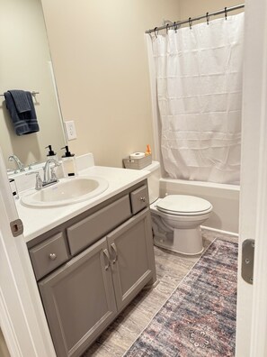 Shower, bidet, towels, soap