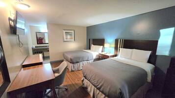 Basic Room, 2 Double Beds, Accessible Bathtub, Non Smoking | Desk, laptop workspace, iron/ironing board, free WiFi