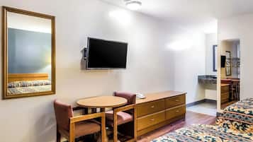 Basic Room, 2 Double Beds, Non Smoking | Living area | TV